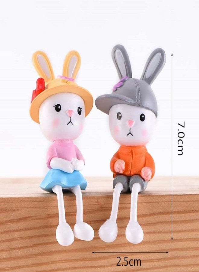 BHOOLU&GOOLU Cute Miniature Hanging Leg Rabbit Couples - 4 Pcs Set (Hight : 7 CM) - Image 5